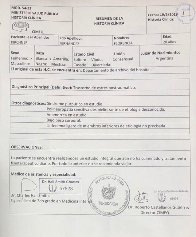 CFK vuelve de Cuba y publicó el diagnóstico de su hija • Canal C