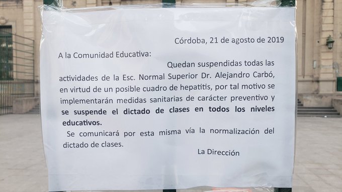 Escuela Carbó sin clases por posible caso de hepatitis • Canal C