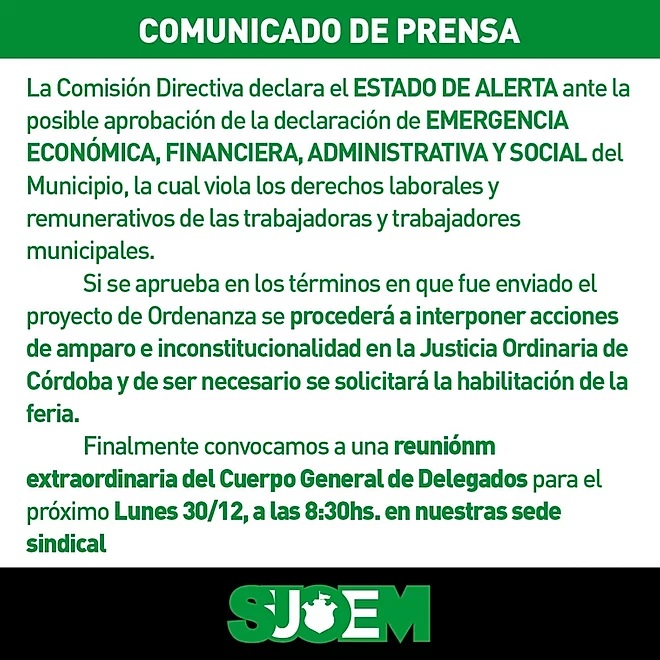Suoem define acciones contra la emergencia municipal • Canal C