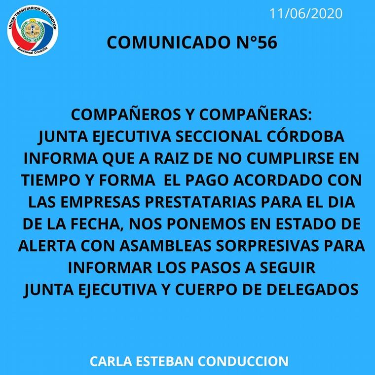 UTA en alerta: habrá asambleas en Córdoba • Canal C
