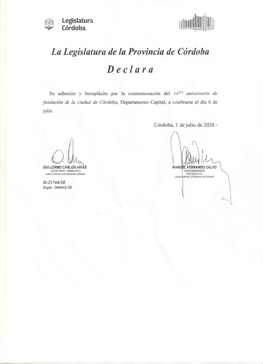 La Legislatura firmó un beneplácito por el cumpleaños de Córdoba • Canal C