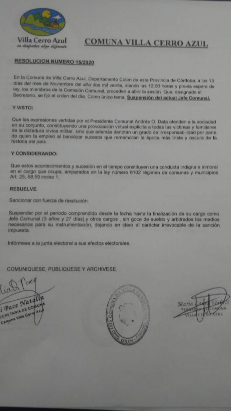 Desplazan al jefe comunal de V. Cerro Azul por apología al terrorismo de Estado • Canal C