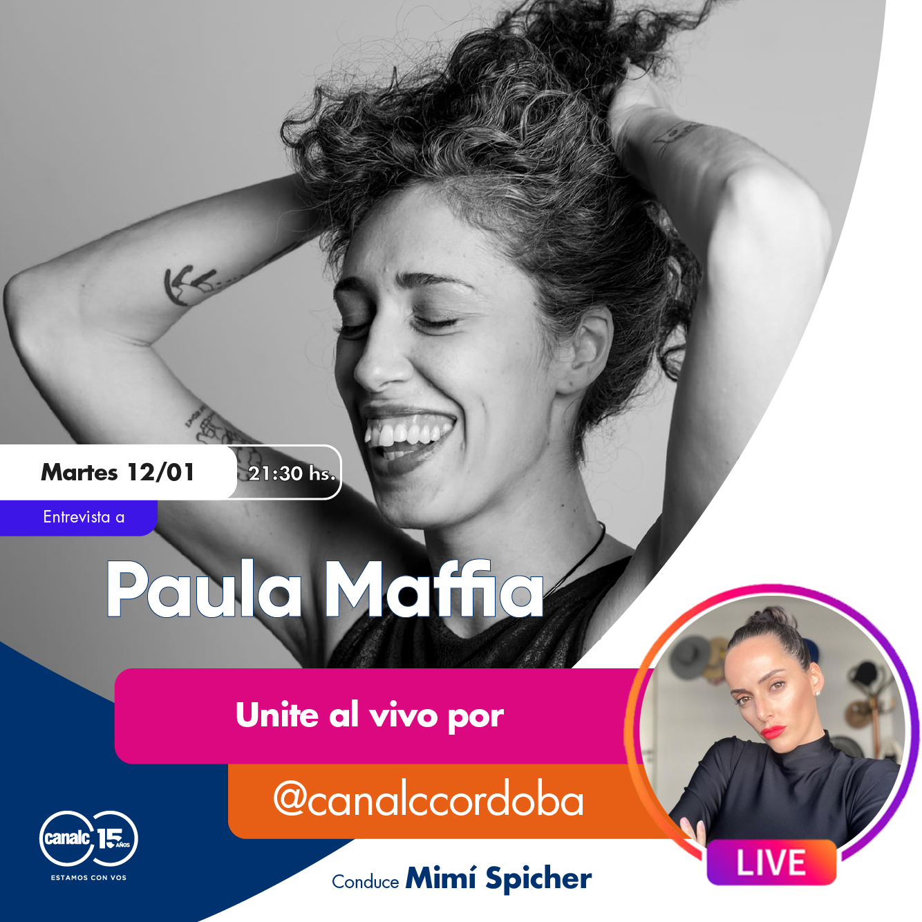 Prendete este martes al IG live de Mimí Spicher con Paula Maffia • Canal C