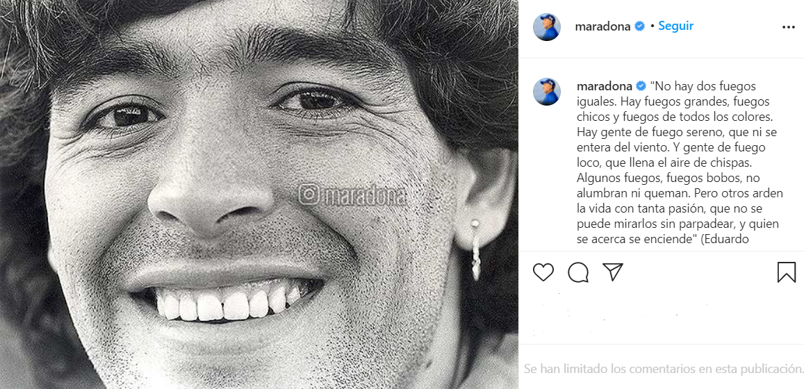 Se reactivó la cuenta de Diego Maradona en Instagram con un emotivo posteo • Canal C