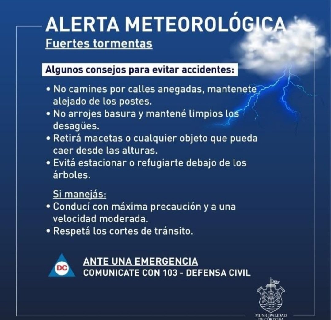 Rige un alerta meteorológico para la ciudad de Córdoba • Canal C