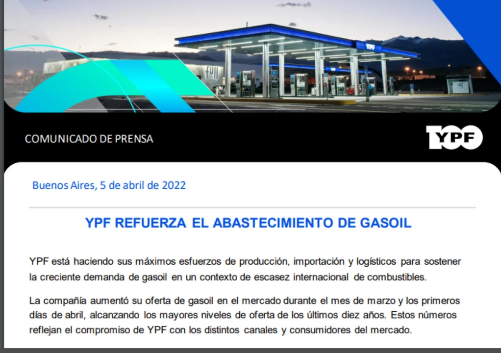 YPF garantizó el abastecimiento de gasoil • Canal C