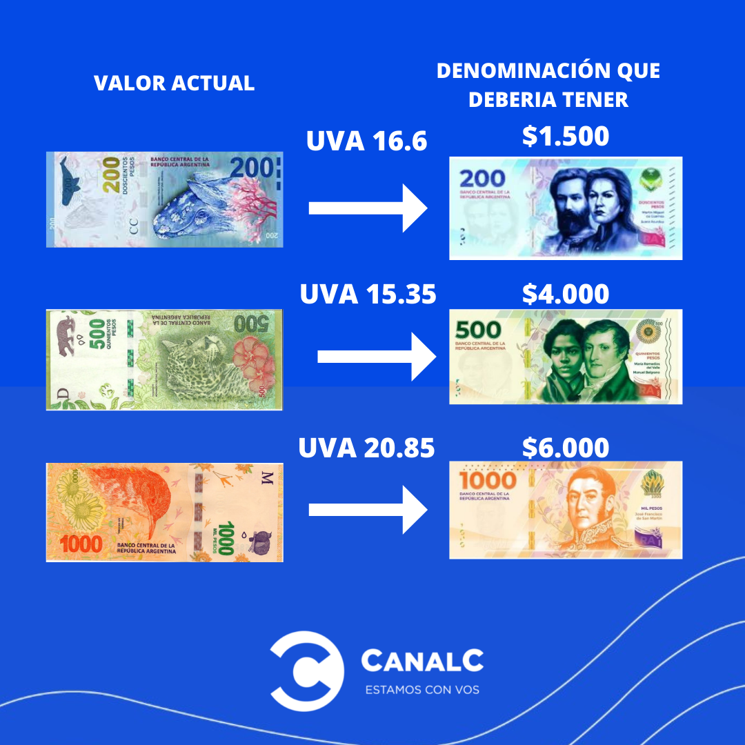 ¿Cuánto deberían valer hoy los nuevos billetes para tener el mismo valor que cuando fueron emitidos? • Canal C