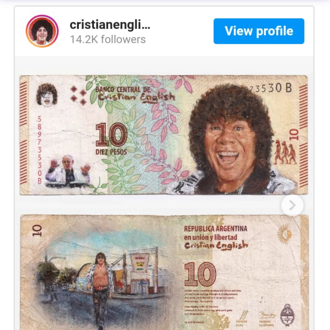 Un artista pintó a La Mona Jiménez en un billete de 10 pesos y se hizo viral • Canal C