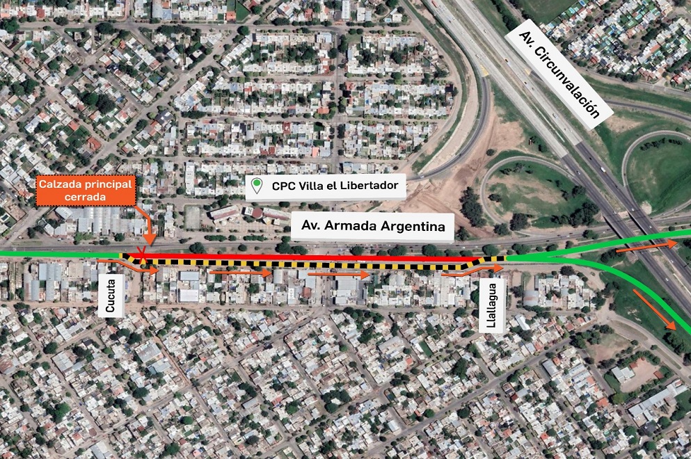 Atención por redireccionamiento de tránsito en la zona de Villa El Libertador • Canal C