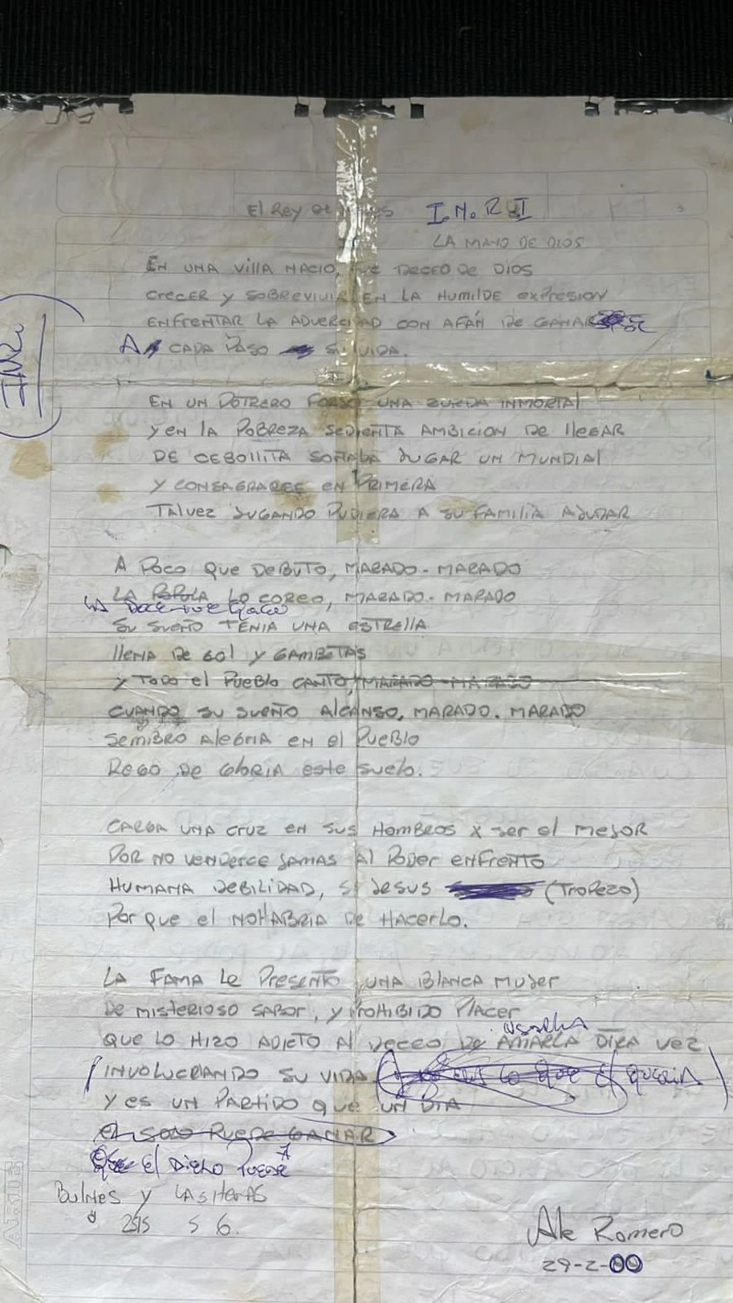 A 36 años de la Mano de Dios de Diego Maradona, subastan el manuscrito de la canción de Rodrigo • Canal C