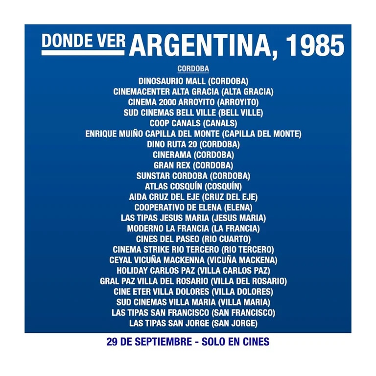 Cuándo es el estreno y dónde se podrá ver “Argentina 1985” en Córdoba • Canal C