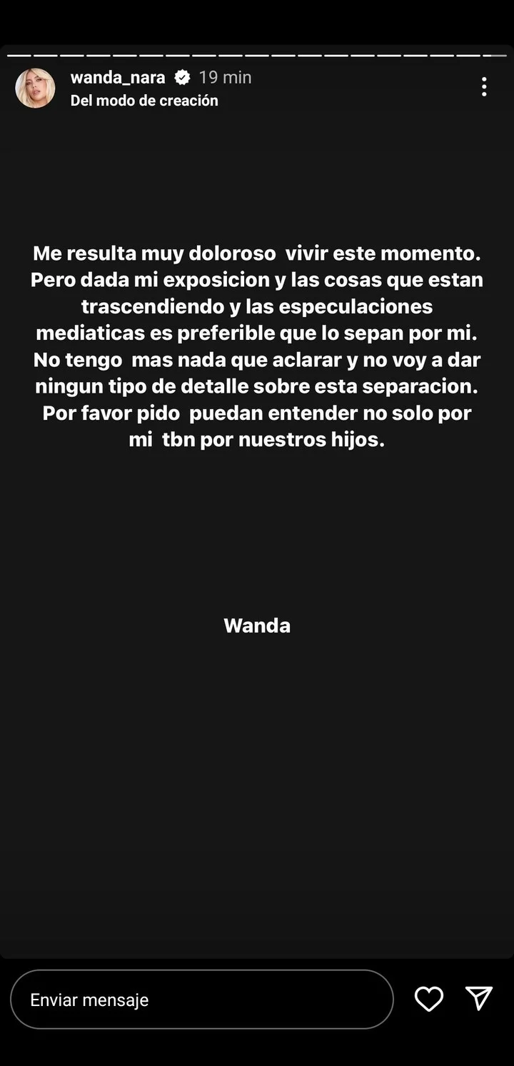 Wanda Nara confirmó su separación de Mauro Icardi • Canal C