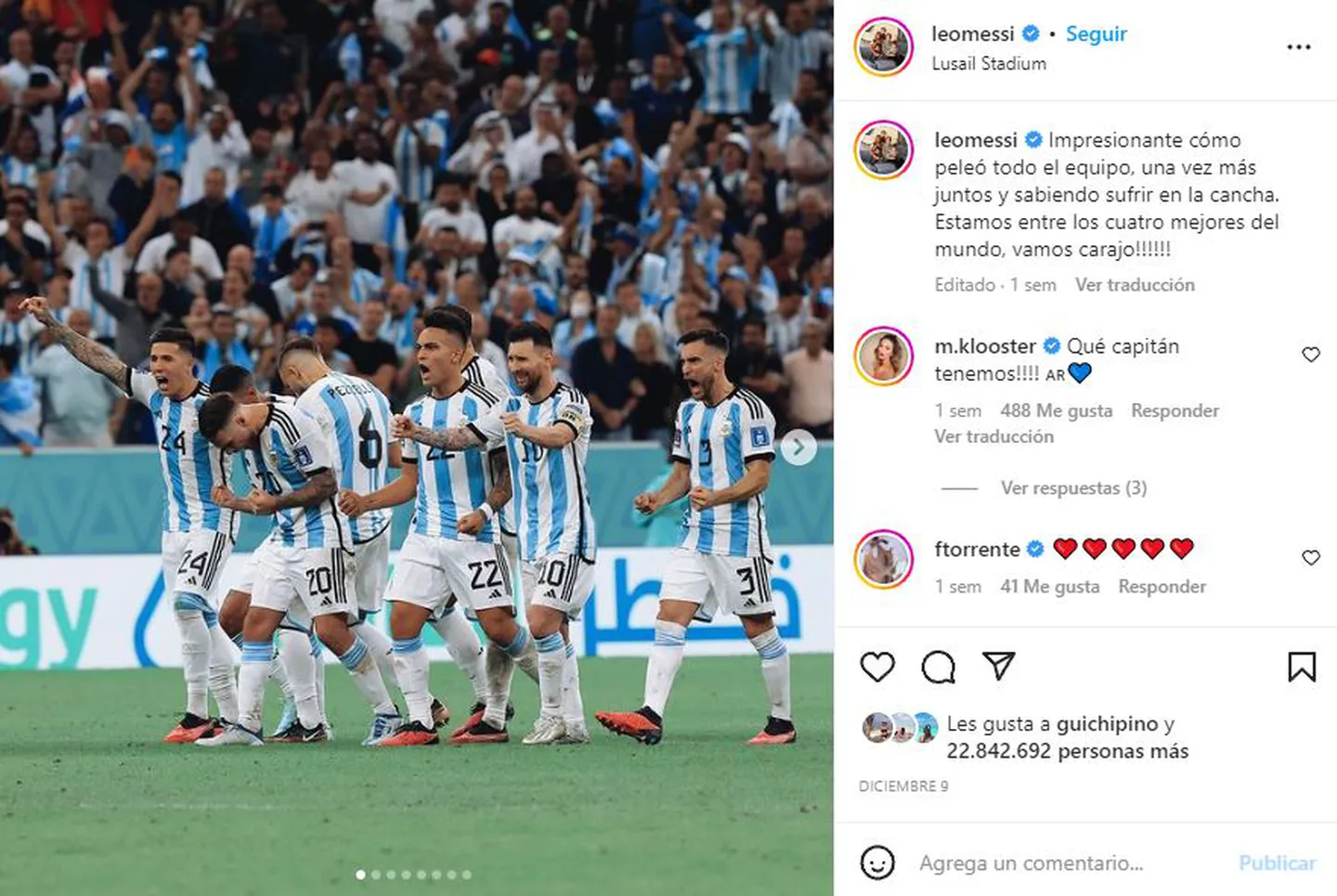 El récord de Messi: de las 20 fotos con más likes en Instagram, 9 son de él • Canal C