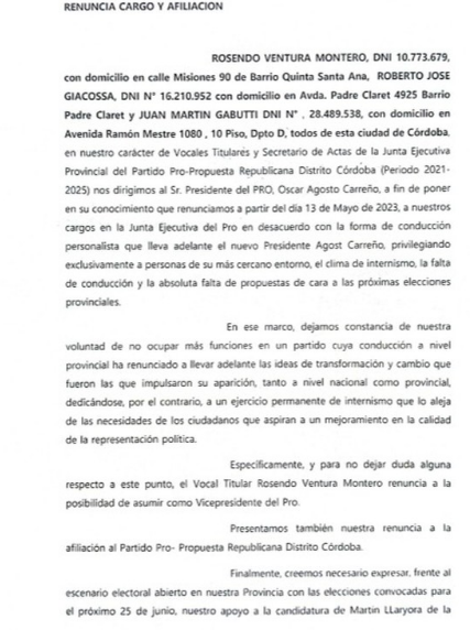 Renuncia de autoridades en el Pro Córdoba • Canal C