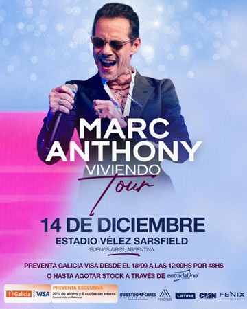 Marc Anthony vuelve a la Argentina con un Show imperdible: lugar, fecha y donde conseguir entradas • Canal C