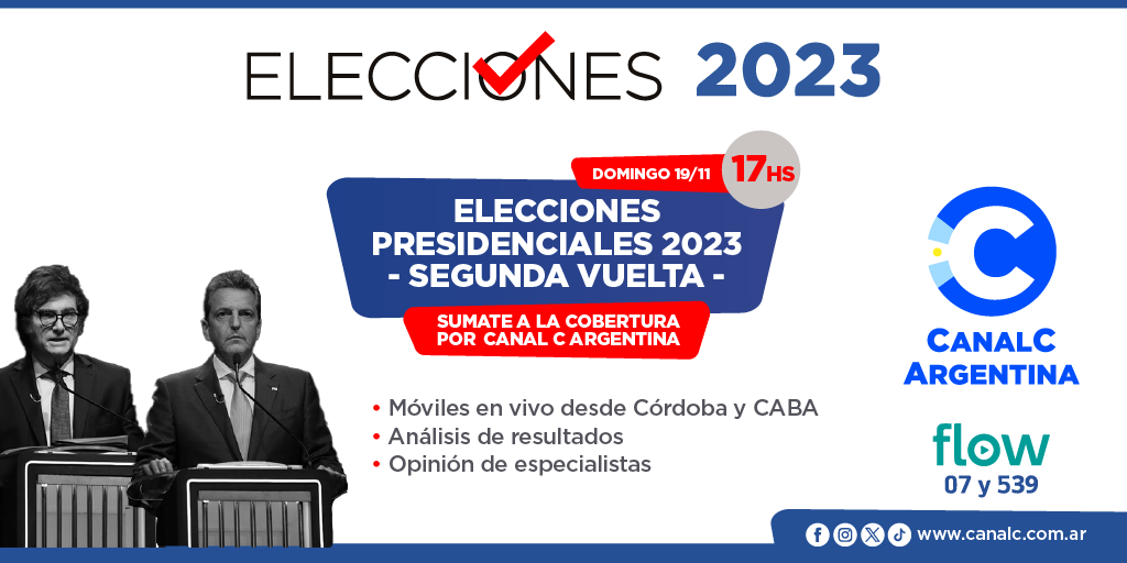 Canal C Argentina te invita a vivir el minuto a minuto del ballotage entre Milei y Massa