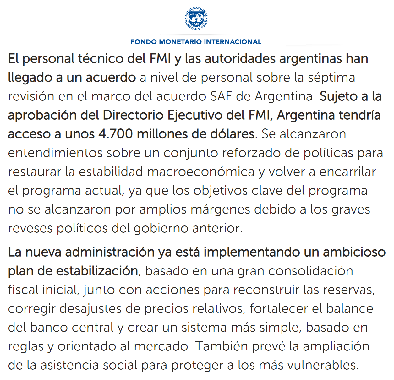 Luis Caputo anunció el nuevo acuerdo con el FMI: se desembolsarán U$D 4700 millones • Canal C