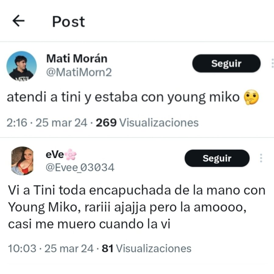 Las pruebas que confirmarían que Tini y Young Miko están saliendo • Canal C