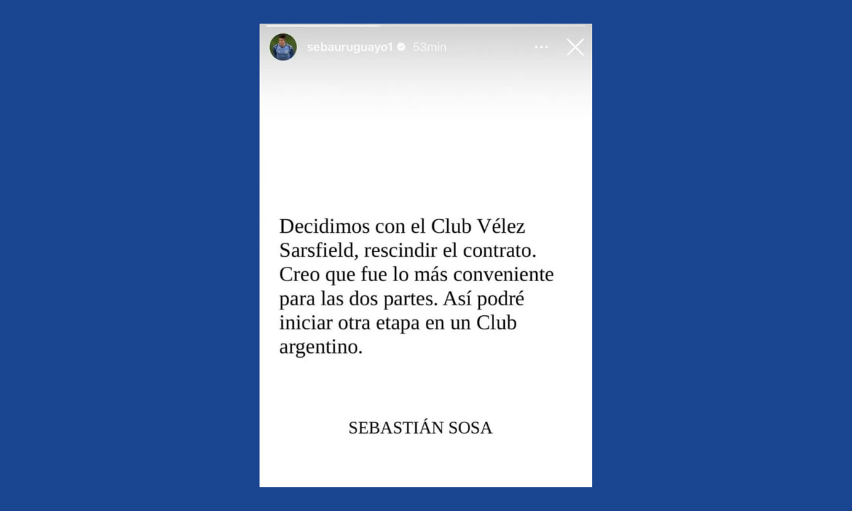 Sebastián Sosa: el mensaje tras rescindir con Vélez y su futuro en el fútbol argentino • Canal C