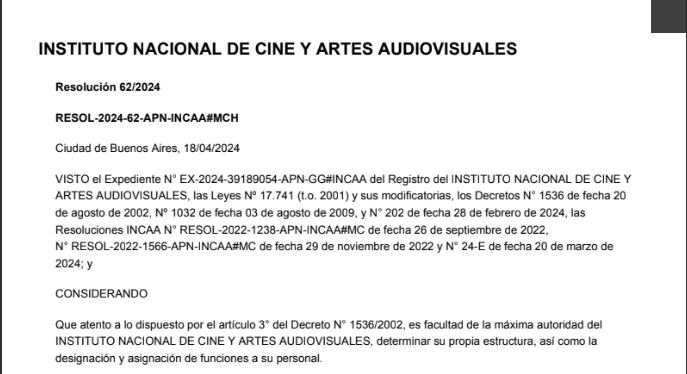 El Gobierno de Milei oficializó la reestructuración del INCAA • Canal C